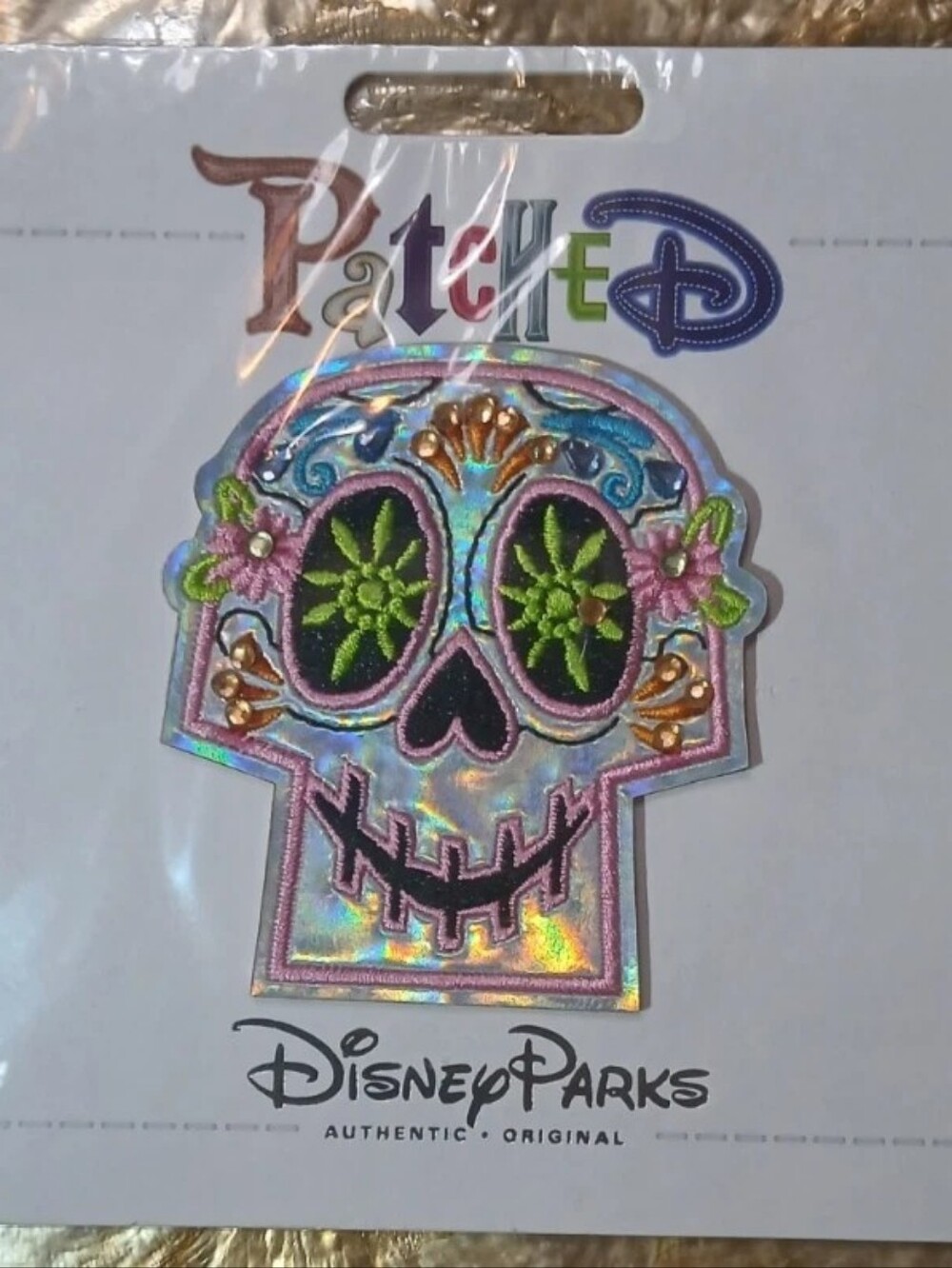New Disney Parks Pixar Coco Shiny Sugar Skull Sew On Iron On Patch